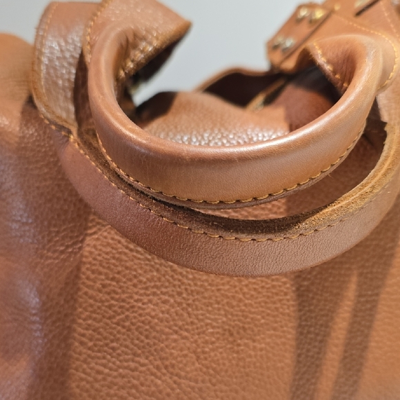 Brown Leather Studded Tote Bag